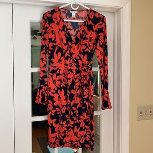 London Times Faux Wrap Dress - Size 6